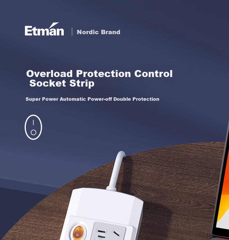 Etman Overload Protection Power Strip with Individual Switches, 6 Outlets, 3 Meters, National Standard, Laboratory ACJ23016.2, Lightning-Proof And Surge-Resistant Power Strip for Industrial And Laboratory Use 1
