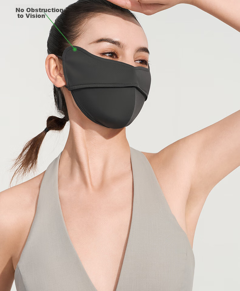 VVC Sun Protection Face Mask for Women, UV-Resistant, Fishbone Structure, Breathable, Eye Corner Protection Mask, Cloud Light Blue, 1 Piece 7