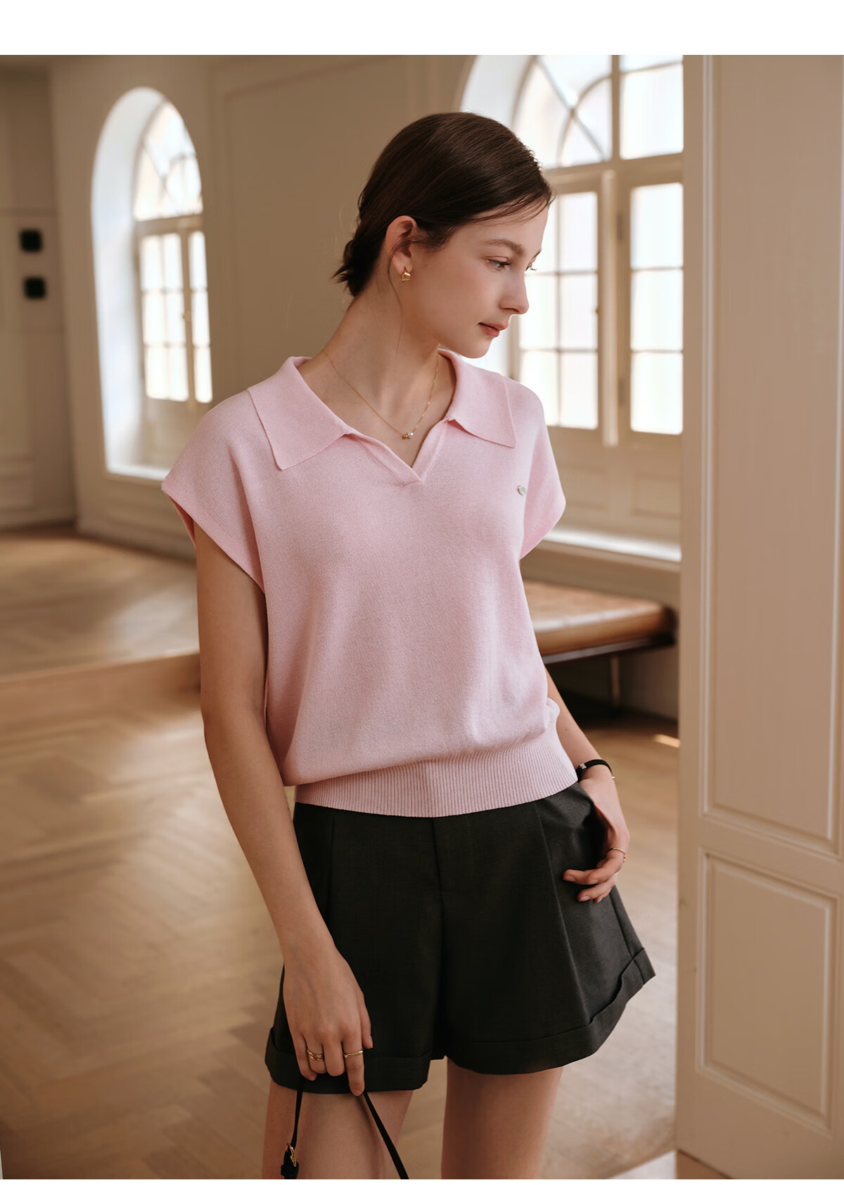 Olrain POLO Collar Knit Sweater for Women, Spring And Summer Commuter Short-Sleeve Pullover Top, Blue, Size M 22