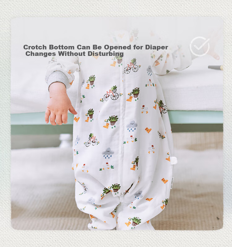 Nest Designs Baby Sleeping Bag, Bamboo Cotton Gauze, Four-Layer Spring And Autumn, All-Season Split-Leg Anti-Kick Blanket, Didi Dida Size 80 6