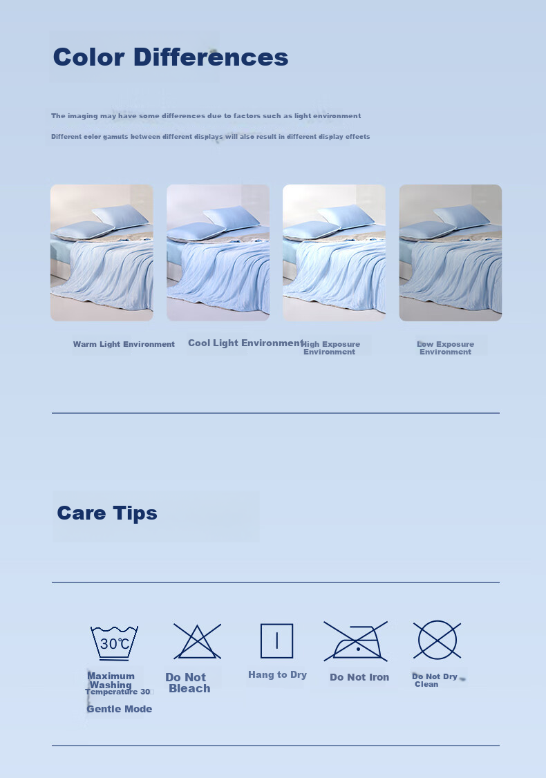 LUOLAI Home Textiles Deep Sleep Ice Silk Comforter 3.0 Class A Washable 60-Count Tencel Cool Summer Quilt Blue 1.8 Meters 4