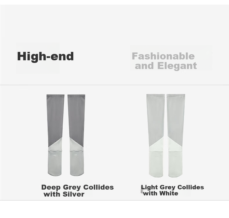 Obsu Color Block Sun Protection Arm Sleeves, Dark Gray with Silver Contrast, Sun Protection Arm Sleeves 19
