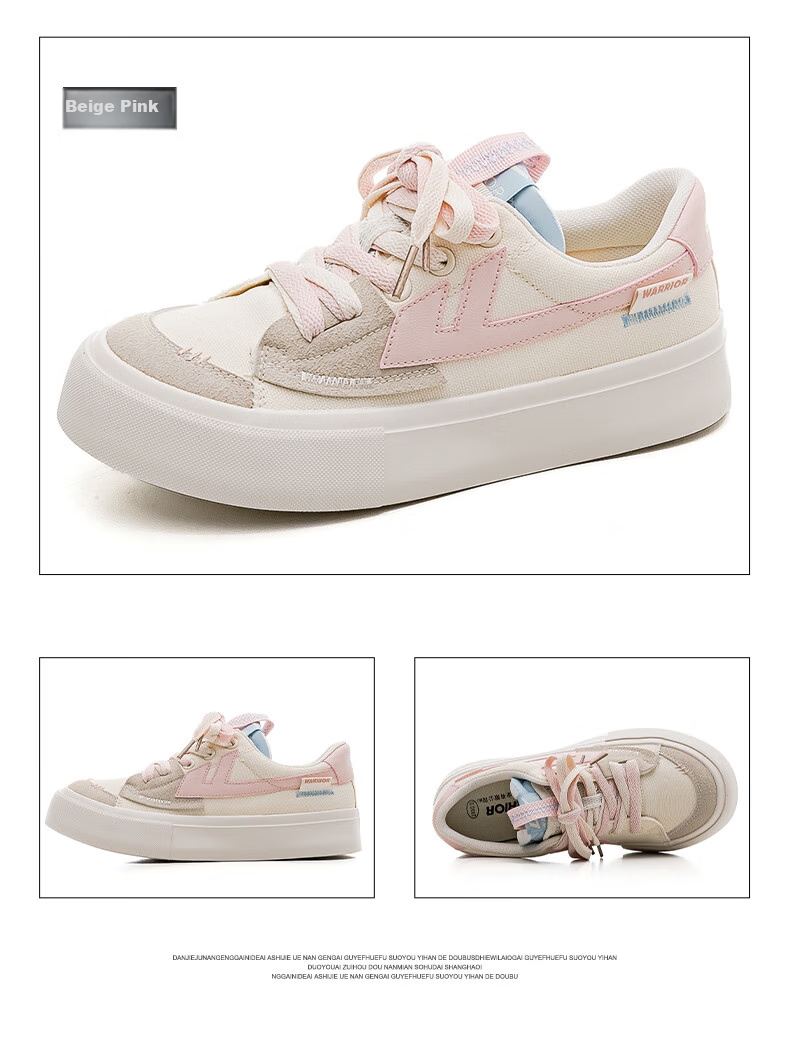 Huili Official Women's Sneakers, New Summer 2026 Style, Thick-Soled Breathable Canvas Shoes for Women, Beige And Navy Blue, Size 36 17