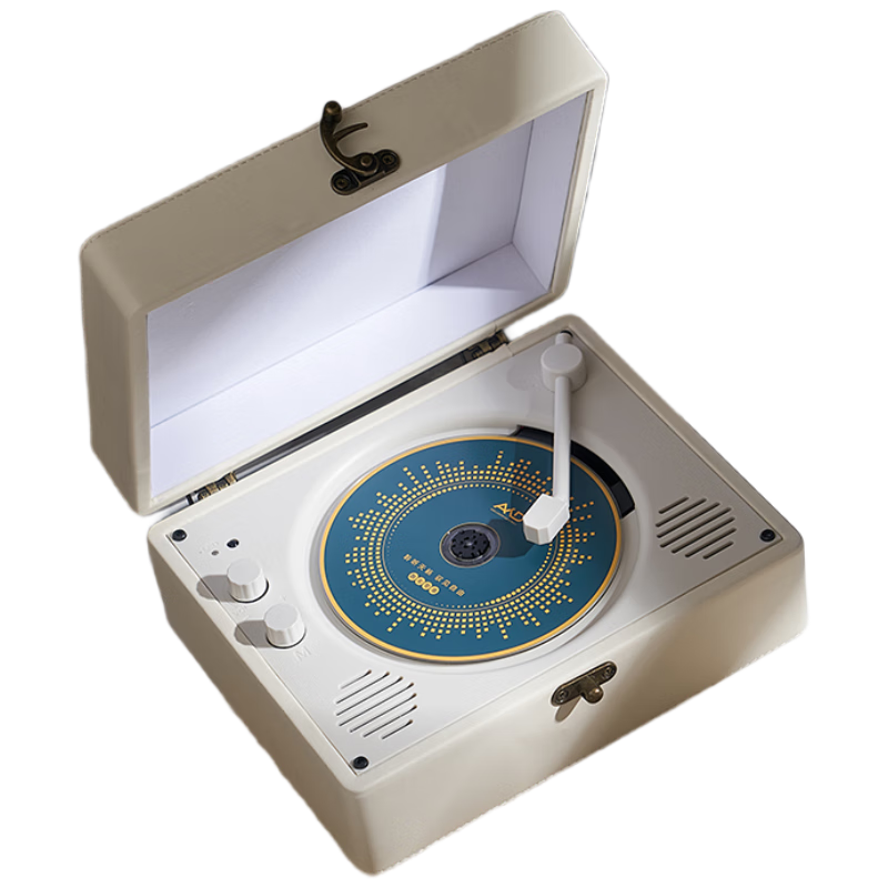 YEARS STAY Timeless CD Player, Audiophile Album Player, Retro Turntable, Desktop Bluetooth Speaker, Birthday Gift, Beige SG1988