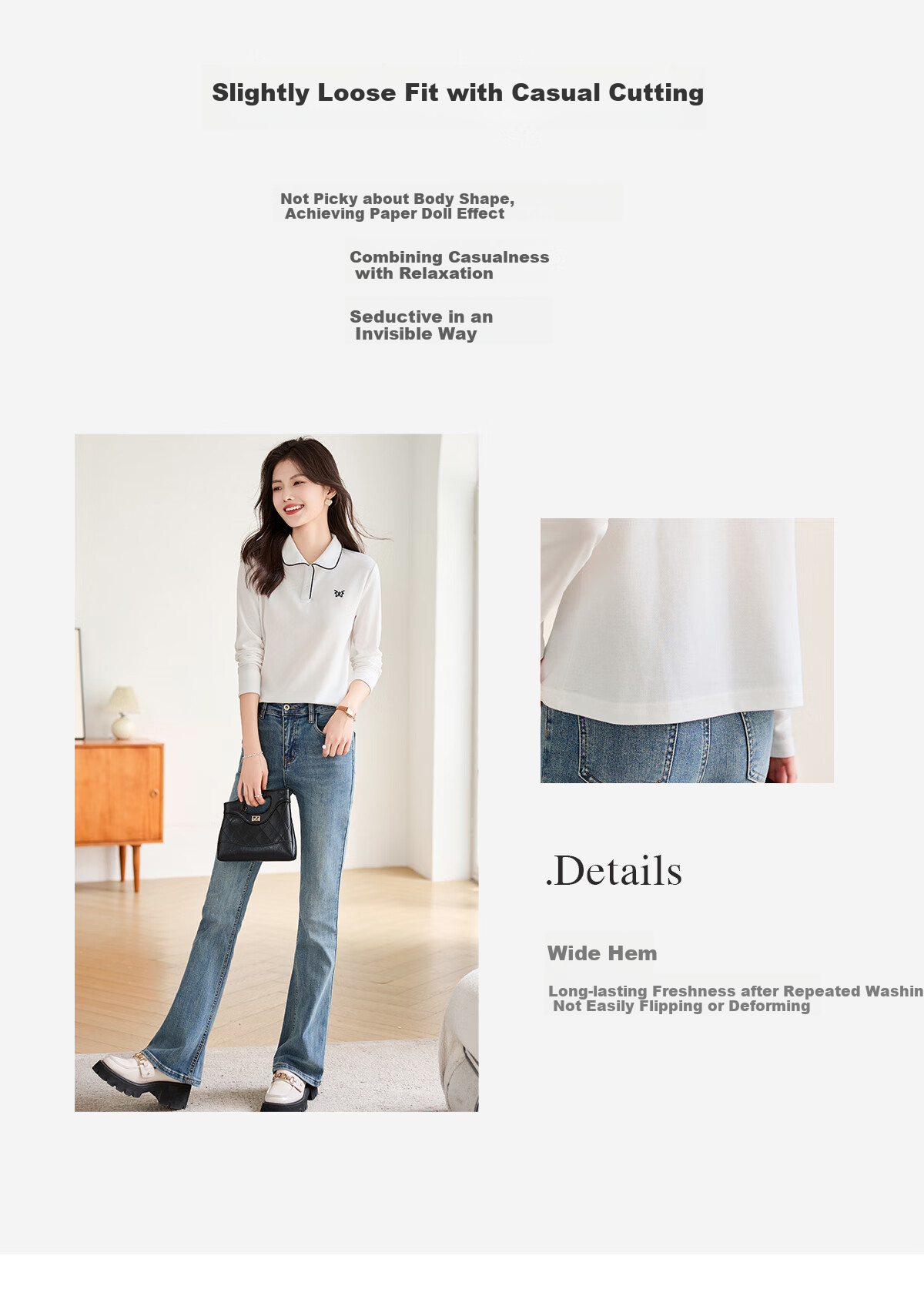 Taxiang Women's Short-Sleeve T-Shirt, Versatile Ladies' Polo Shirt, Casual Letter-Design Collared T-Shirt Top T144T1843 15