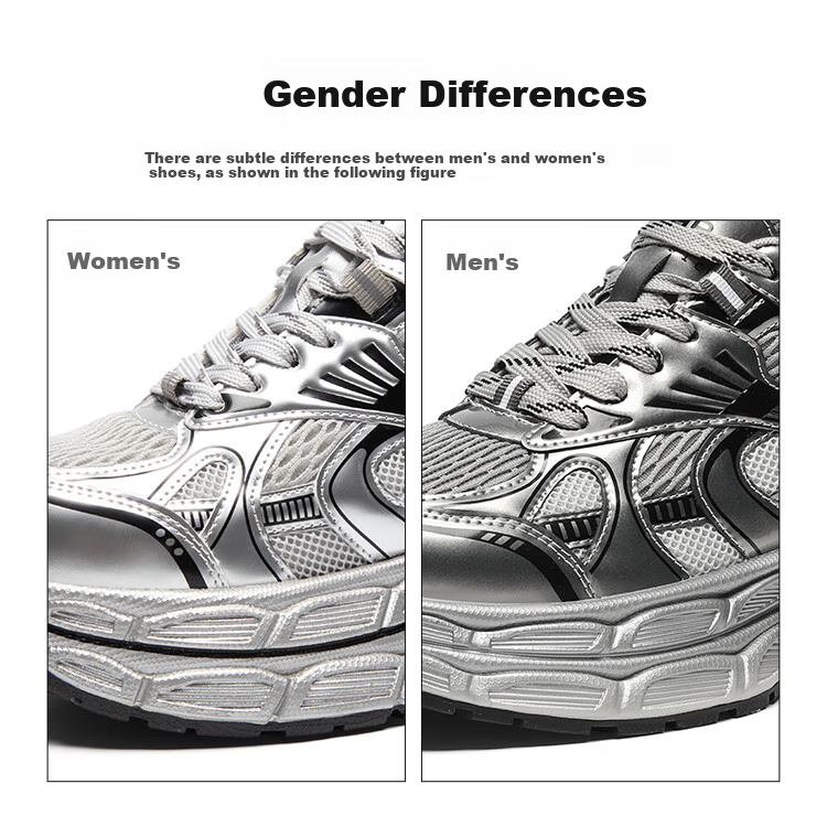 ZHR Dad Shoes for Women, Summer Mesh Breathable Thick-Soled Height-Increasing Casual Couple Shoes, JT67E, Silver, Size 38 7