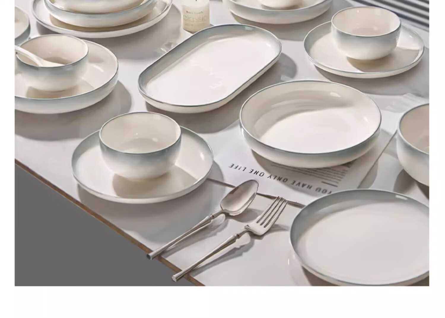 Mose Underglaze Color Ceramic Bowl And Plate Dinnerware Set for Home, Elegant Ceramic Tableware Complete Gift Box Set, Housewarming Gift, 66 Pieces 4