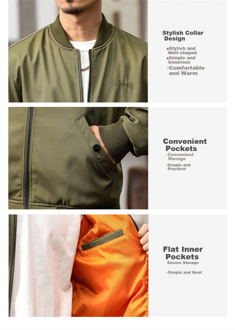 JEEP Men's Executive Jacket, Spring And Autumn Loose-Fitting Workwear Casual Clothing for Men, Army Green, L 4