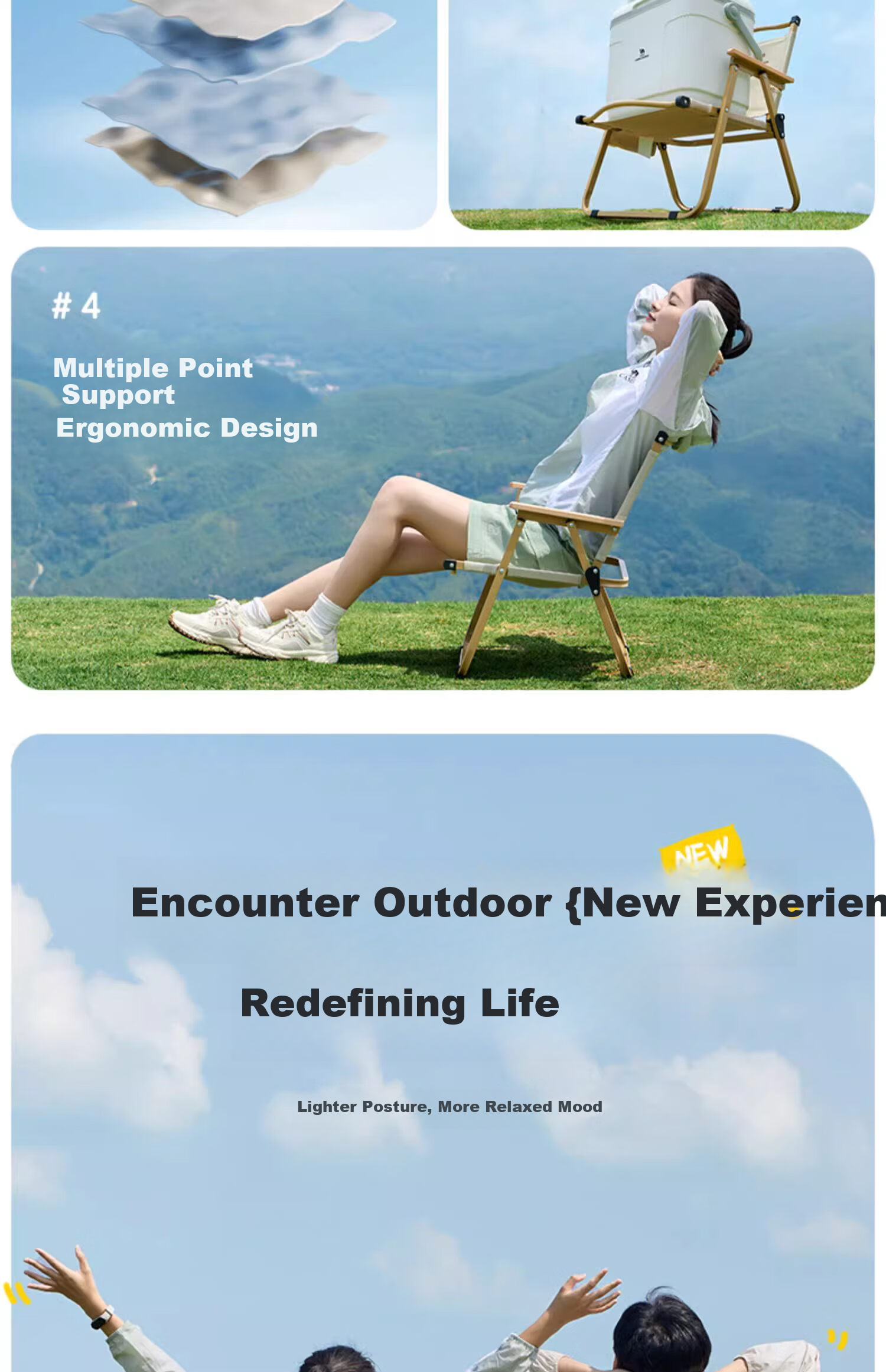 CAMEL Outdoor Kamilite Chair, Outdoor Picnic Camping Chair, Folding Camping Chair, Fishing Sketching Chair, Equipment Table And Chairs D619 4