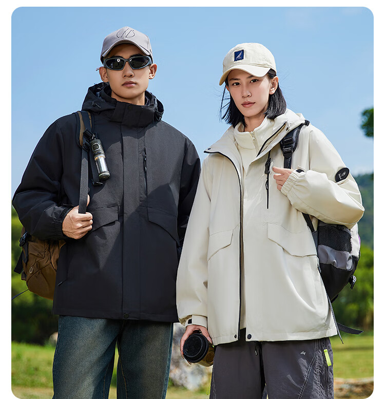 JEEP SPIRIT 3-in-1 Unisex Outdoor Mountaineering Jacket Casual Hooded Coat Green 2XL 20