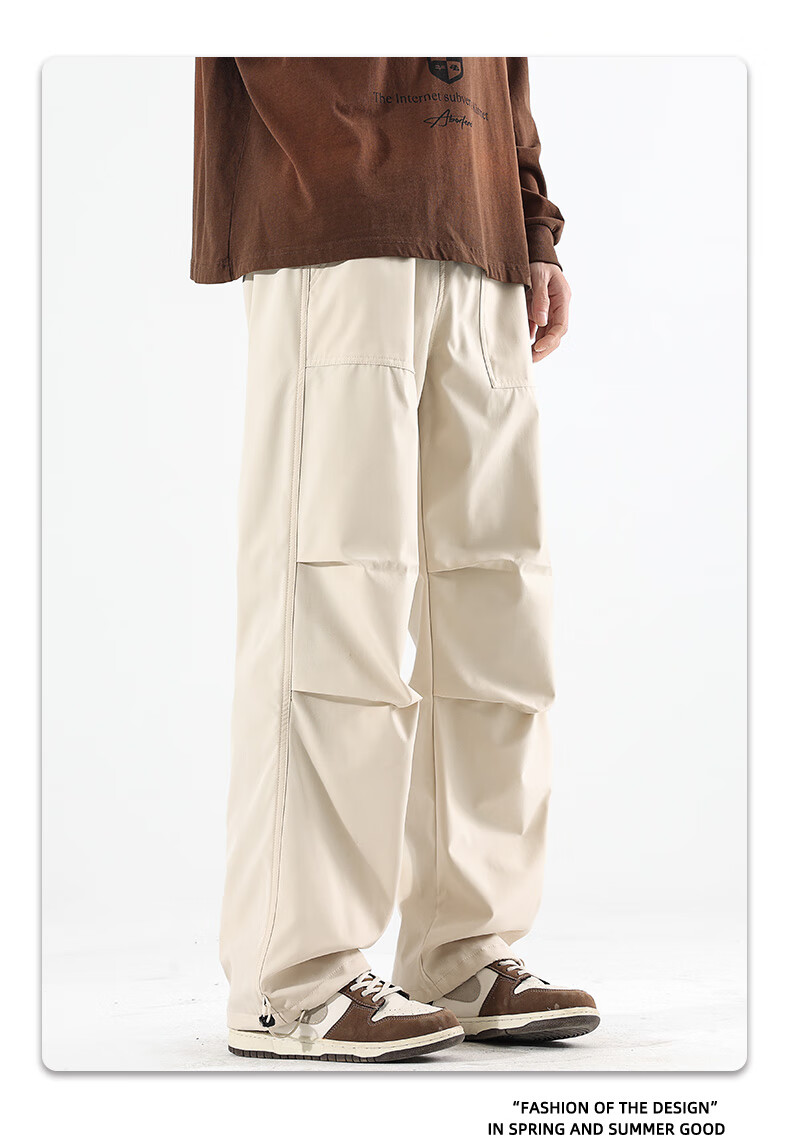 SWAMP AREA Men's Outdoor Sports Pants, Spring And Autumn Soft Shell Versatile Trendy Hiking Trousers, Cargo Pants WS398 White S 7