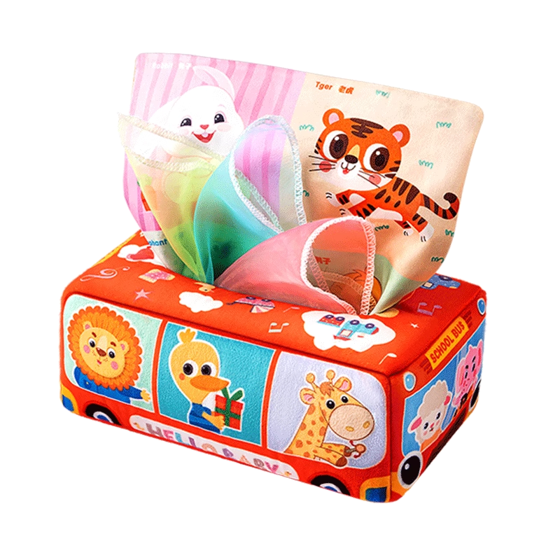 Yisr Baby Tissue Toy 0-2 Years Old Infant Pull-and-Play Teething Early Education Cloth Book for 6+ Months