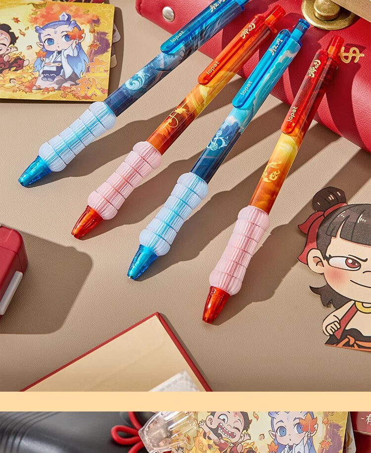 LOPET Nezha Automatic Pencil 0.5mm HB Ultra-Stable Mechanical Pencil Soft Grip Comfortable Writing Student Exam Drawing 4-Pack LT-7090 2
