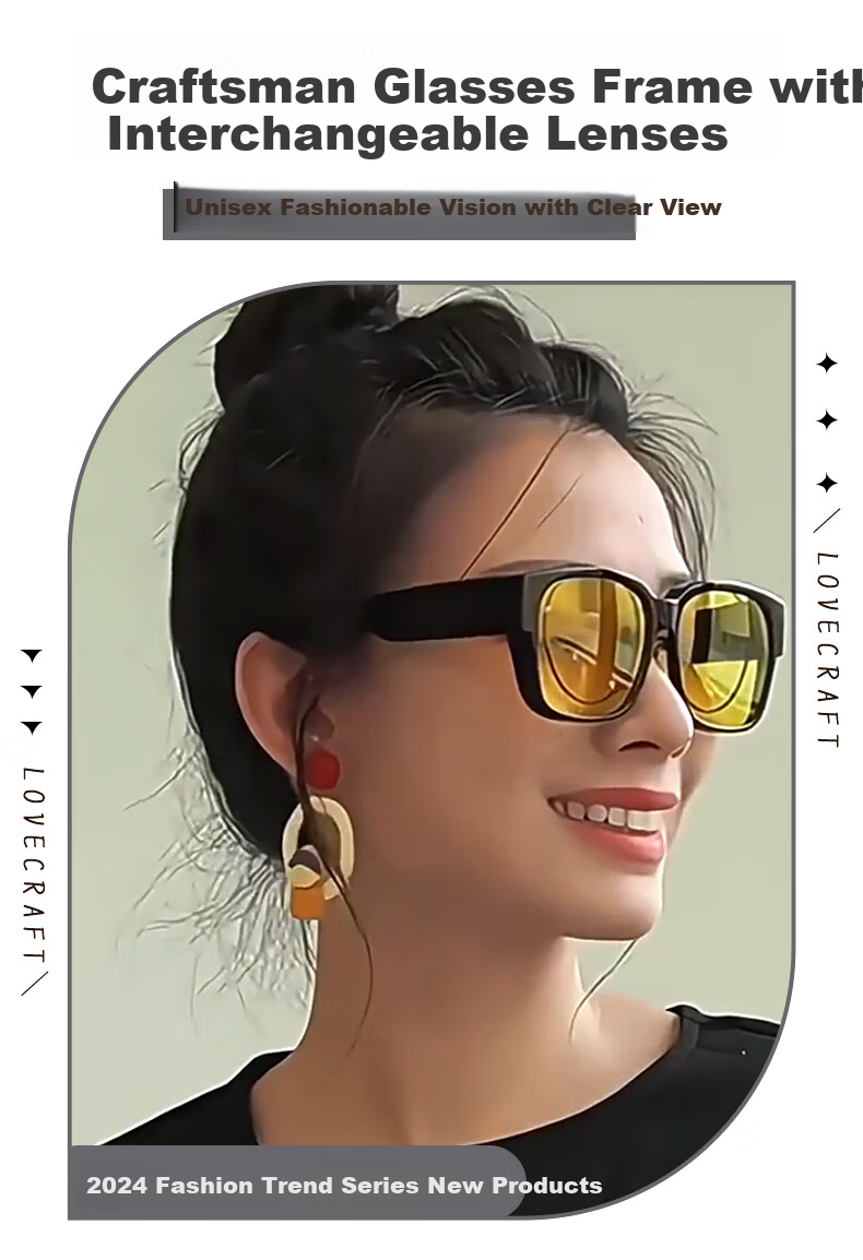 LOVECRAFT Myopia-Specific Sunglasses Clip-On for Men And Women, Driving-Specific Polarized Clip-On - Black Frame with Gray Lenses, UV Protectio 1