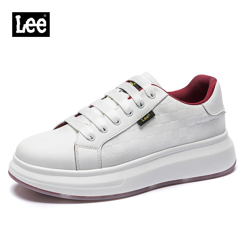 Lee Women's White Sneakers, Casual Skateboard Shoes, New Thick-Soled Low-Top Sports Casual Shoes [Women's Style], Deep Wine Red, Size 40