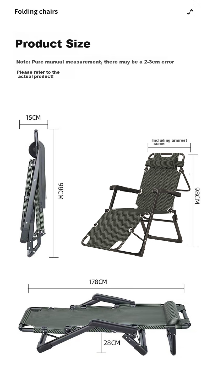 Jianyijiaju Folding Bed Lounge Chair, Office Nap Chair, Single Person Accompanying Bed, Camp Bed with Added Rod, Includes Cotton Pad 9
