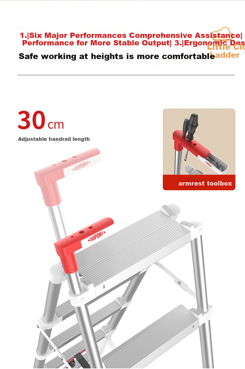 DU PONT [Naianxiaoyun Ladder] Folding A-Frame Ladder for Home Use, Indoor Telescopic Ladder, Multi-Functional Climbing Ladder, 5 Steps 20