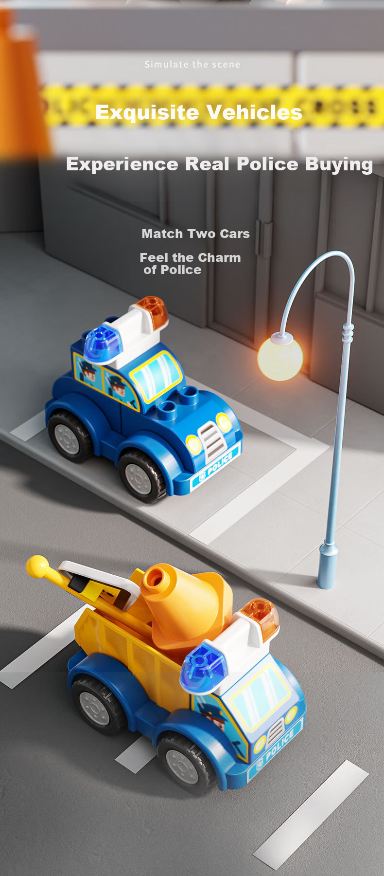 FEELO Compatible with LEGO Large Particle Building Blocks, Toy for Boys And Girls, Birthday Gift, Police Station Y42005 8
