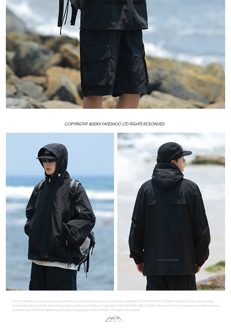 LangSha Men's Sunscreen Jacket Original Yarn Ice Silk Spring Summer UV Protection Ultra-Thin Breathable Outdoor Skin Jacket Fishing Coat 11