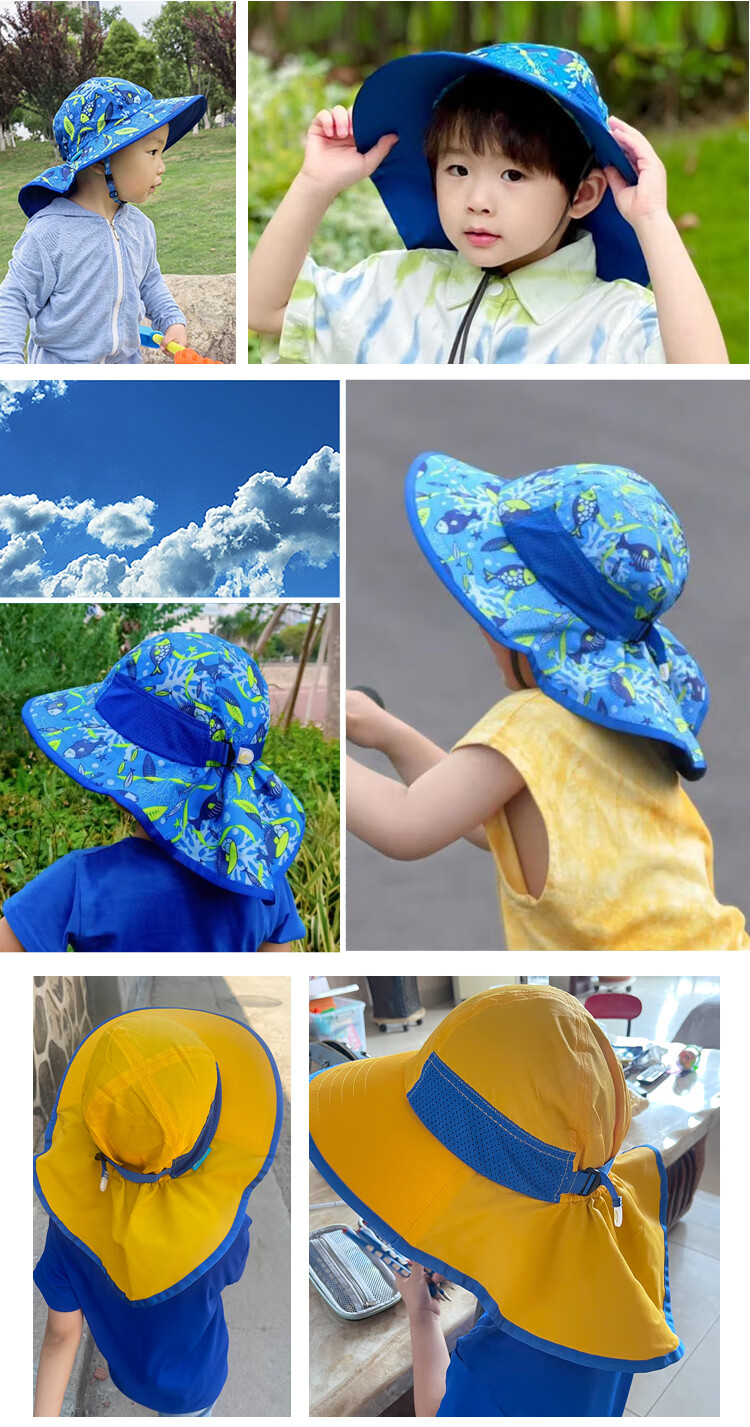 SUNDAY AFTERNOONS Kids Sun Protection Hat Baby Outdoor Beach Wide Brim Fish Tail Sunshade Hat Coral Pink M 13