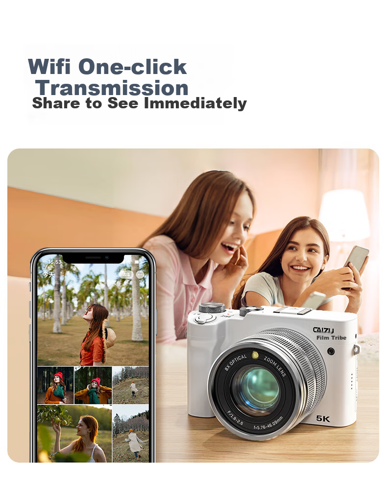 CAIZU Dual-Lens True 8x Optical Zoom Digital Camera, Photography And Travel-Specific Mirrorless Camera, Domestic Hisilicon Chip Lens, Variable Focus Camera, Birthday And Holiday Gift 8