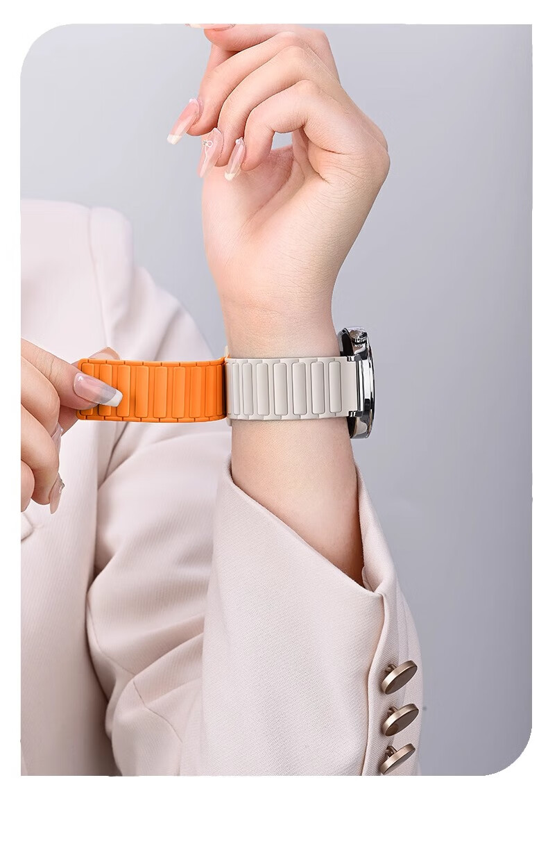 Iboann Compatible with Huawei GT5/GT6 Watch Band for Women, Magnetic Silicone Strap for GT6 PRO, Herringbone Pattern Summer Mint Fresh Women's Watch GT5Pro Wristband 42mm 13