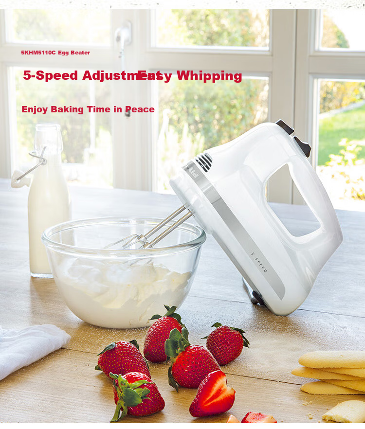 KitchenAid (Kaishanyi) Original Imported Electric Hand Mixer, Small Multi-Functional Cream Whipper And Blender, Handheld, Imperial Red, 5KHM5110CER 1