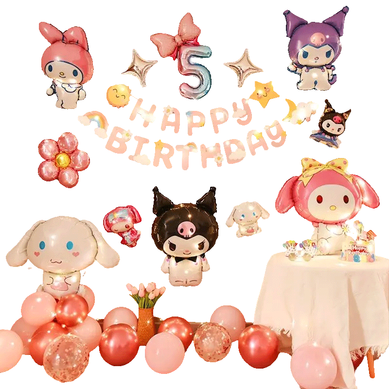 Duomeiyi Birthday Scene Decoration, Girl's Birthday Balloon Props, Atmosphere Setup, Children's Party Decorations, Sanrio