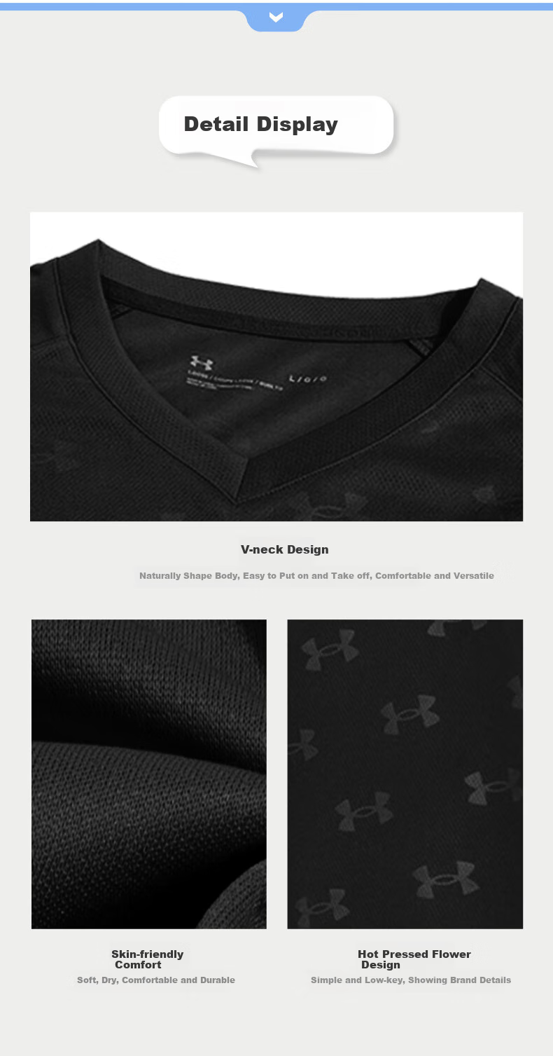 Under Armour Quick-Dry Short-Sleeve T-Shirt for Men, Summer Full-Print New Loose-Fit Sports Training Basketball Running Fitness Wear 19