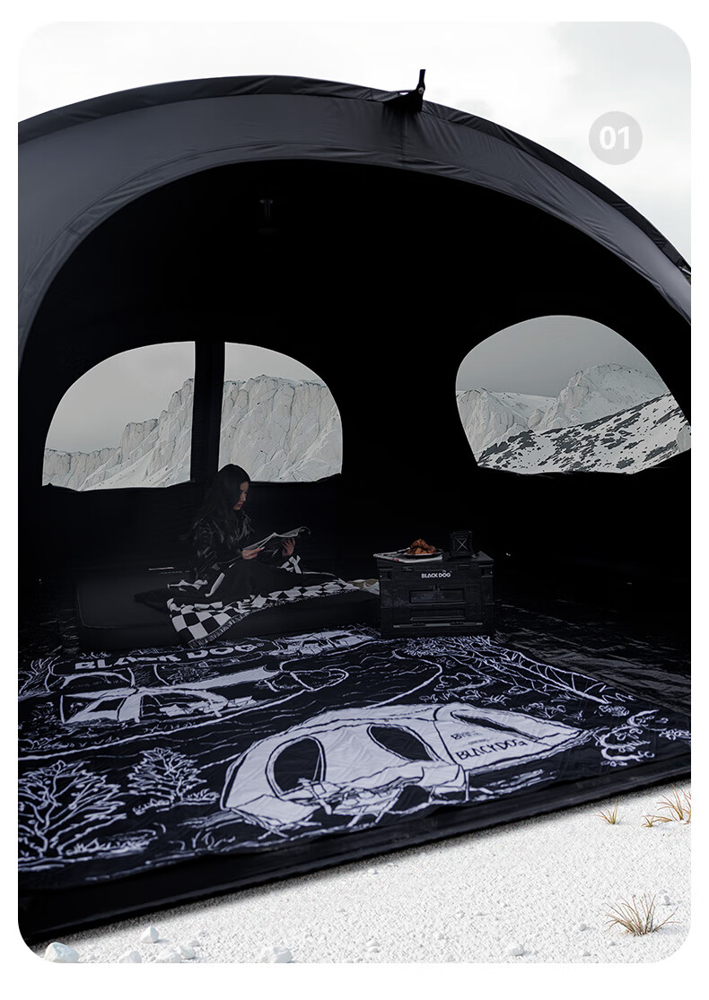 Black Dog Outdoor Large Dome Tent, Quick Assembly Sunshade Spherical Canopy, Gers, Pavilion, Expandable Dome Body 8