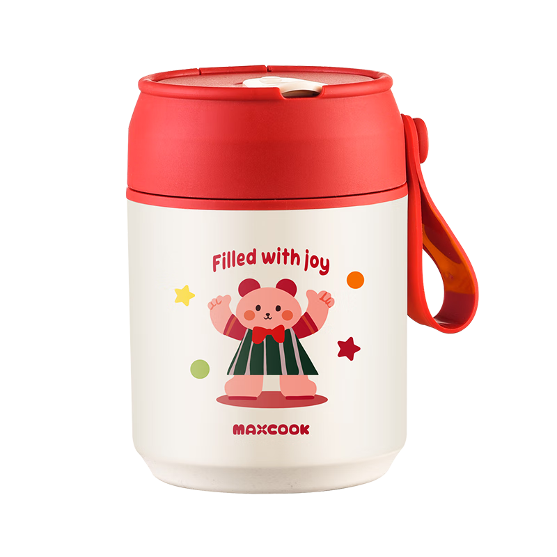 MAXCOOK Portable 316 Stainless Steel Insulated Soup Cup, Breakfast Milk Cup with Spoon and Straw, MCB6810