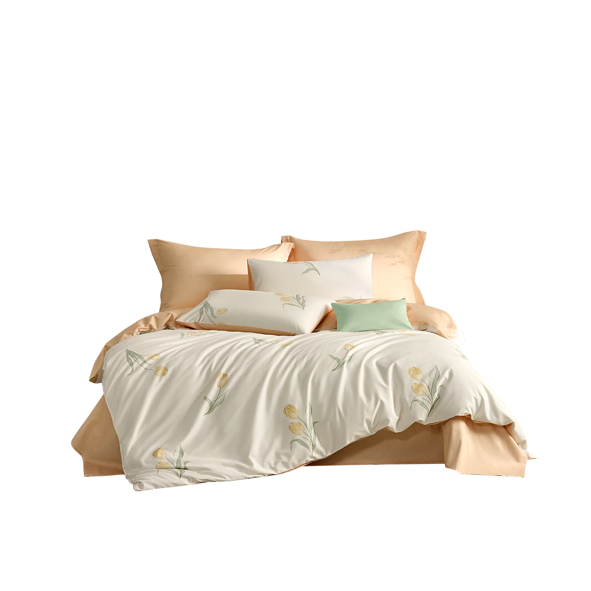 LOVO Luolai Pure Cotton Four-Piece Bedding Set with Twill Bedsheet And Duvet Cover, Double Bed Linen, 220*240cm, Beige