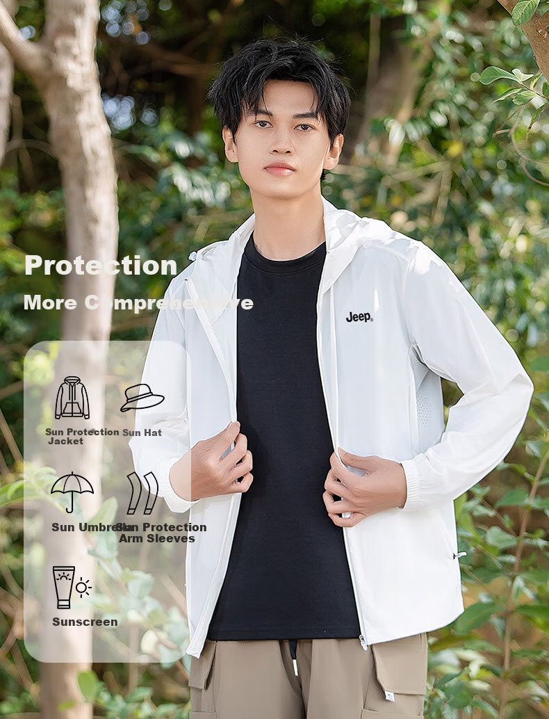 JEEP Sun Protection Clothing, Unisex Ice Silk UV-Resistant Skin Coat, Cool Breathable Sun Protection Garment, Navy Blue, Size L 6
