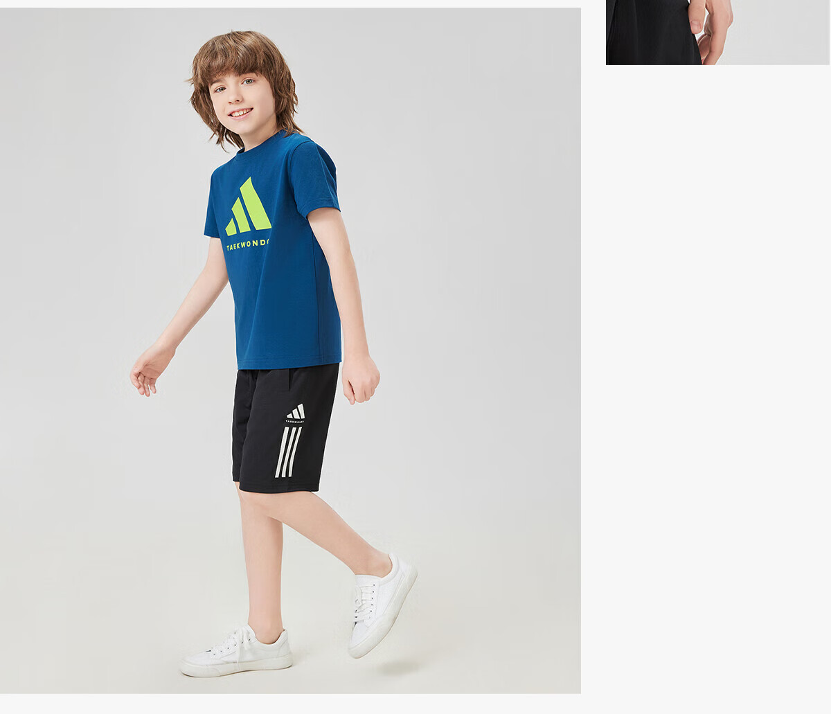 Adidas 2025 New Children's Short-Sleeve T-Shirt, Summer Outdoor Sports Casual Versatile Top, White + Gold, Size 116 11