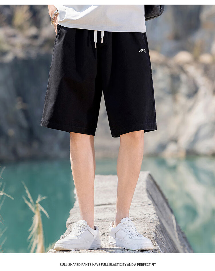 JEEP [Pure Cotton Comfort] Loose-Fitting Sweatpants, Men's Clothing, Summer Shorts, Wide-Leg Pants, Knee-Length Shorts 18