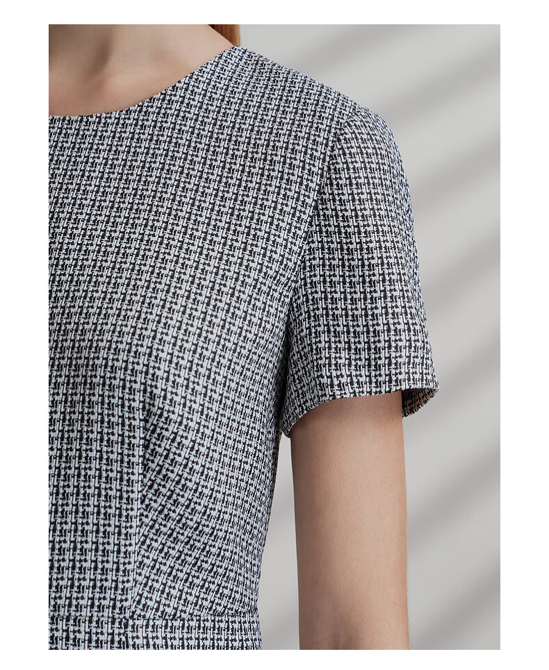 G2000 Coarse Floral Print/Mall-Matching Women's Clothing, Spring And Summer Elegant Chanel-Style Short-Sleeve Dress, Starlight White, L/38 7