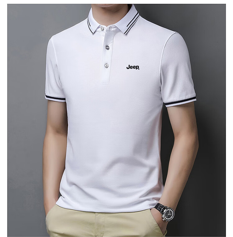 JEEP Short-Sleeve T-Shirt for Men, Summer Business Casual Polo Shirt, Loose-Fitting Men's Clothing, 9988 Gray, XL 6