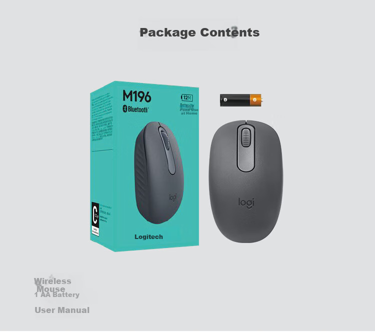 Logitech M196 [Enterprise Grade] Wireless Bluetooth Mouse, Office Mouse, Desktop And Laptop Mouse, Portable Mouse, Graphite Black [Bulk Order Discount] 9
