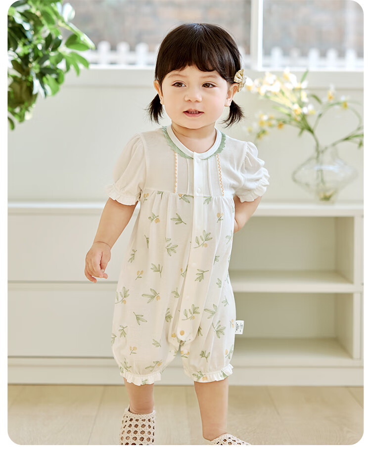 Wismorni Baby Boys and Girls Summer Thin Romper Short Sleeve Modal Pajamas 15