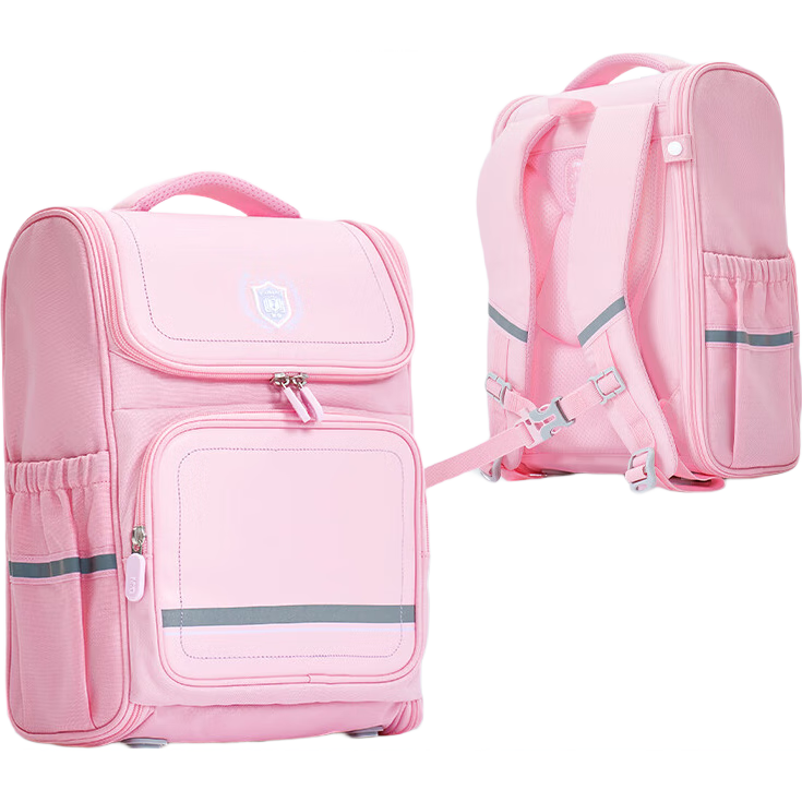 M&G Elementary School Backpack, Double Shoulder Bag with Spine Protection, Birthday Gift for Girls in Grades 3-6, British Pink