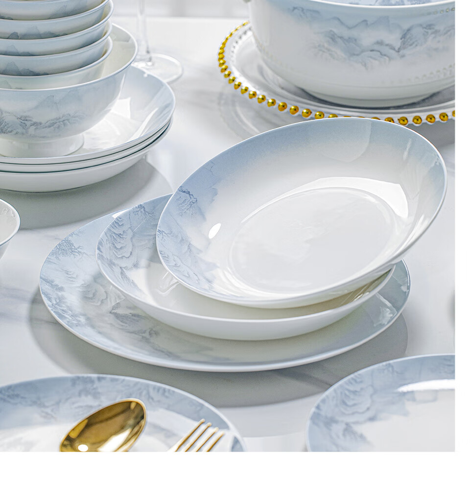 Mornenjoy Ceramic Dinnerware Set, Complete Tableware Set with Bowls And Plates, Home Use Set for Housewarming Or Wedding Gift 3