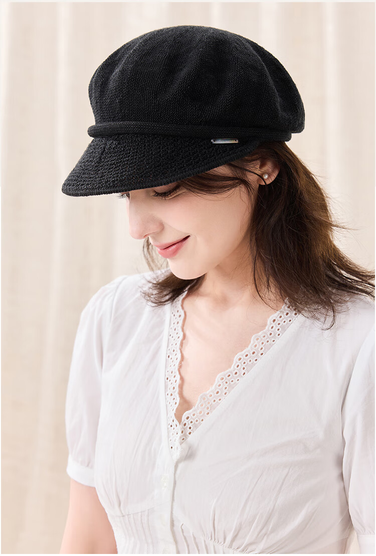 JIUMU Women's Linen Beret Hat Versatile Summer Painter Cap Octagonal Newsboy Cap Girl's Beret Hat 18