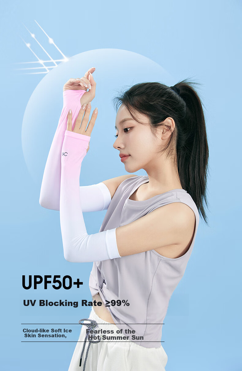 VVC Women's Gradient Sun Protection Ice Sleeves Summer UV Protection Long Arm Sleeves for Driving Outdoor Cycling - Gradient Orange 6