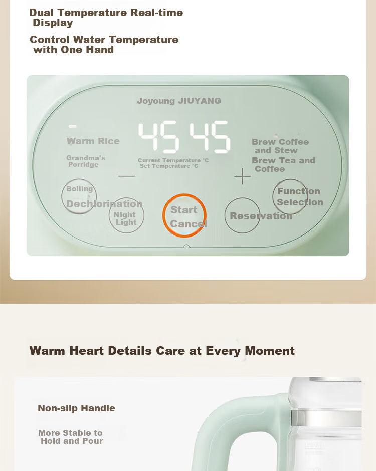 Joyoung Household Multi-Functional Health Pot, 316 Stainless Steel Constant Temperature Kettle, Milk Maker, Baby Formula Mixer, Water Boiler, Milk Temperature Regulator MY-Q576 4