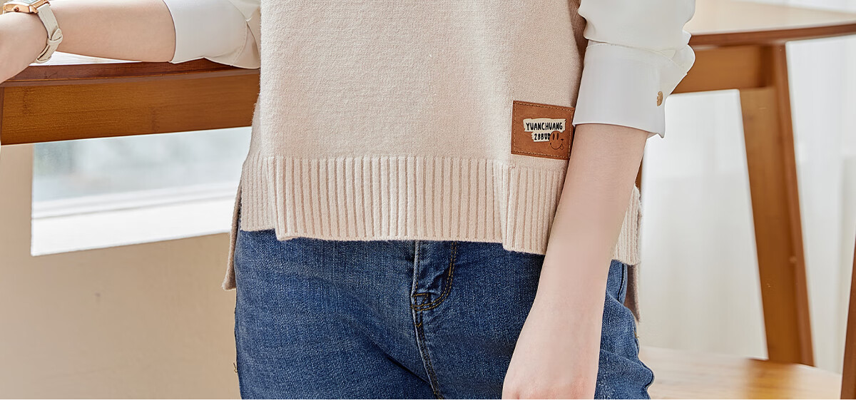 PinCai Knitted Vest for Women, V-Neck Sweater, Sleeveless Cardigan, Loose-Fitting Top P137Z5837 45