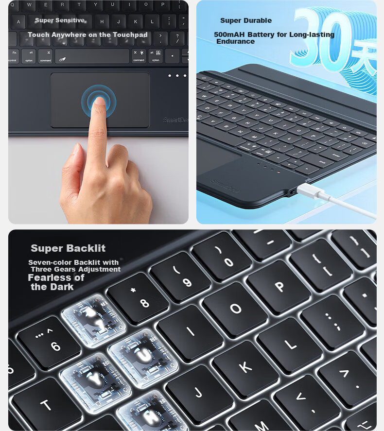 Shanmo IPad Magic Keyboard Case Compatible with Apple Tablets 2025/2022 IPad11 Magic Keyboard Protective Cover 11/10.9 Inch Universal Keyboard Case with Magnetic Detachable Desig 5