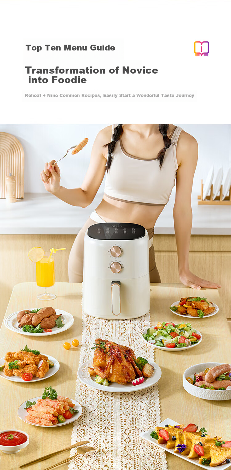 Hualing Midea Air Fryer with Dual Knobs, Large 5L Capacity for Home Use, No-Flip Steam Tender Roasting, Multifunctional Low-Fat Frying And Baking Oven WH-KZE5015 6