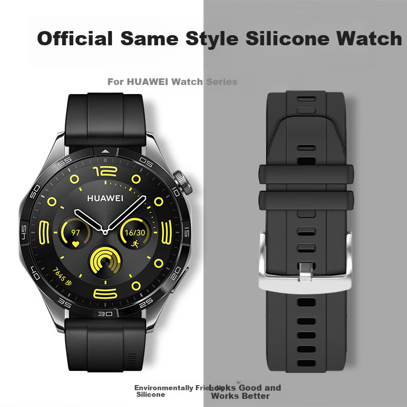 Binghong Compatible with Huawei GT6 Watch Band for Women And Men, Huawei Watch 5 Strap, GT5 GT5Pro GT4 GT3 GT2 Pro Watch Band, Sports Silicone 41mm - Black 18mm