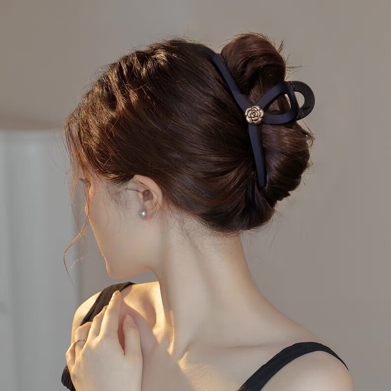 Xiangwan Camellia Hair Clip Medium Elegant Hairpin for Women Back of Head Hair Accessory Birthday Gift 7