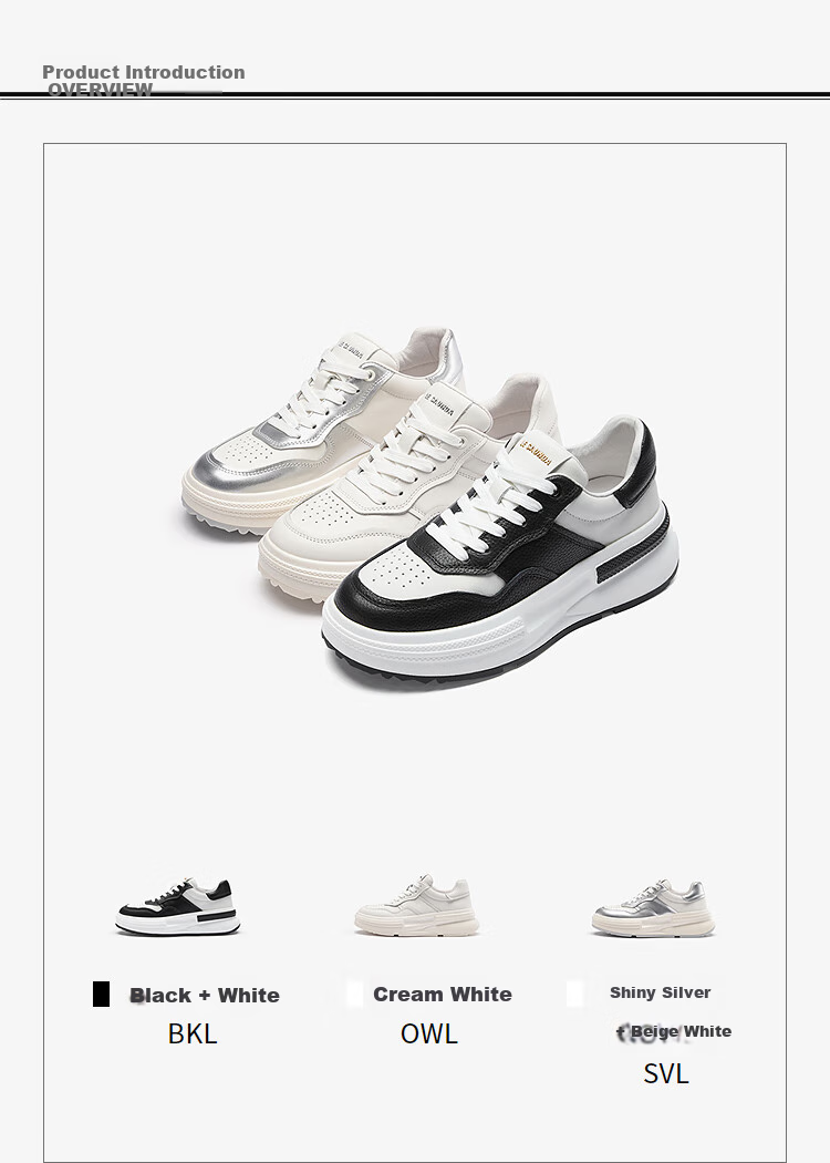 Le Saunda Hanxue Same Style Contrasting Color Low-Top Comfortable Thick-Soled Casual Sneakers Women's Shoes 66501, Cream White OWL, Size 34 11